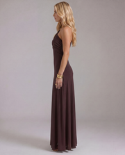 Milena Draped Maxi Dress Brown view 3