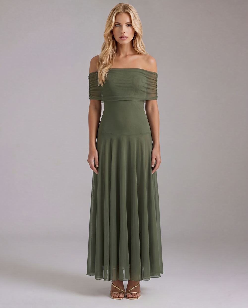Milena Draped Maxi Dress Green