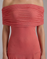 Milena Draped Off Shoulder Maxi Dress Red view 4