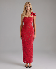 Milena Draped Off Shoulder Maxi Dress Red view 5