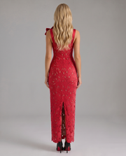 Milena Draped Off Shoulder Maxi Dress Red view 6