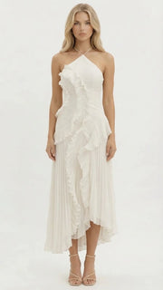 Nathalie Ruffle Maxi Dress White view 1