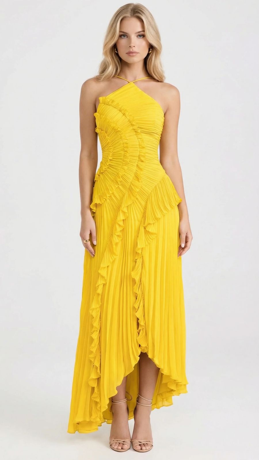 Nathalie Ruffle Maxi Dress Yellow