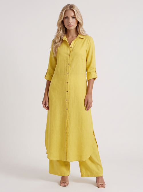 Nell Linen Pants Set Yellow