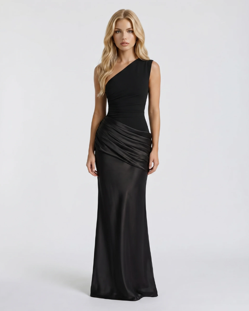 Noelle Draped Maxi Dress Black