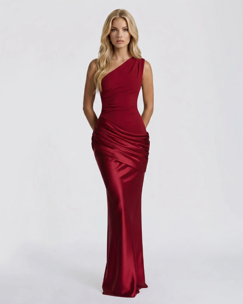 Noelle Draped Maxi Dress Burgundy