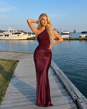 Noelle Draped Maxi Dress Red view 4