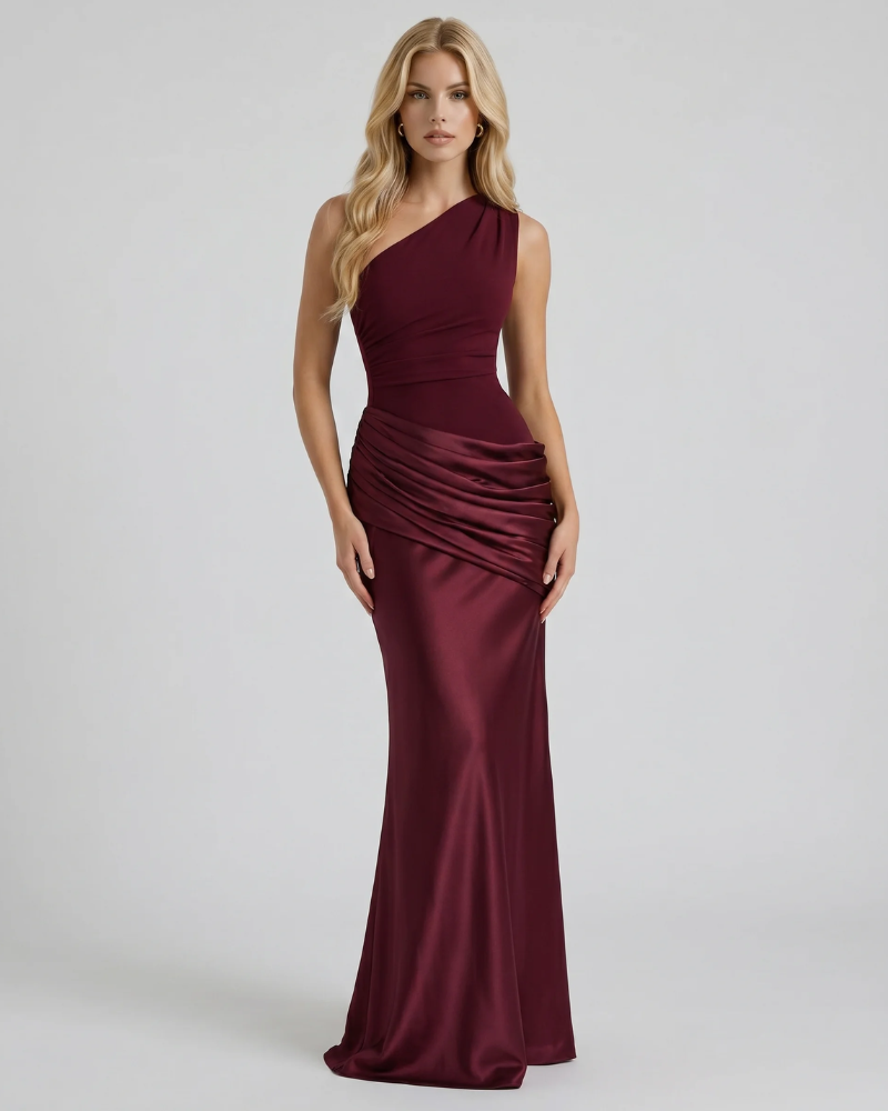Noelle Draped Maxi Dress Red