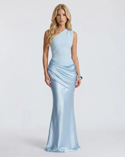 Noelle Draped Maxi Dress Light Blue view 3