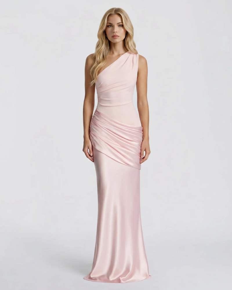 Noelle Draped Maxi Dress Pink