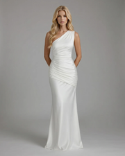 Noelle Draped Maxi Dress White view 4