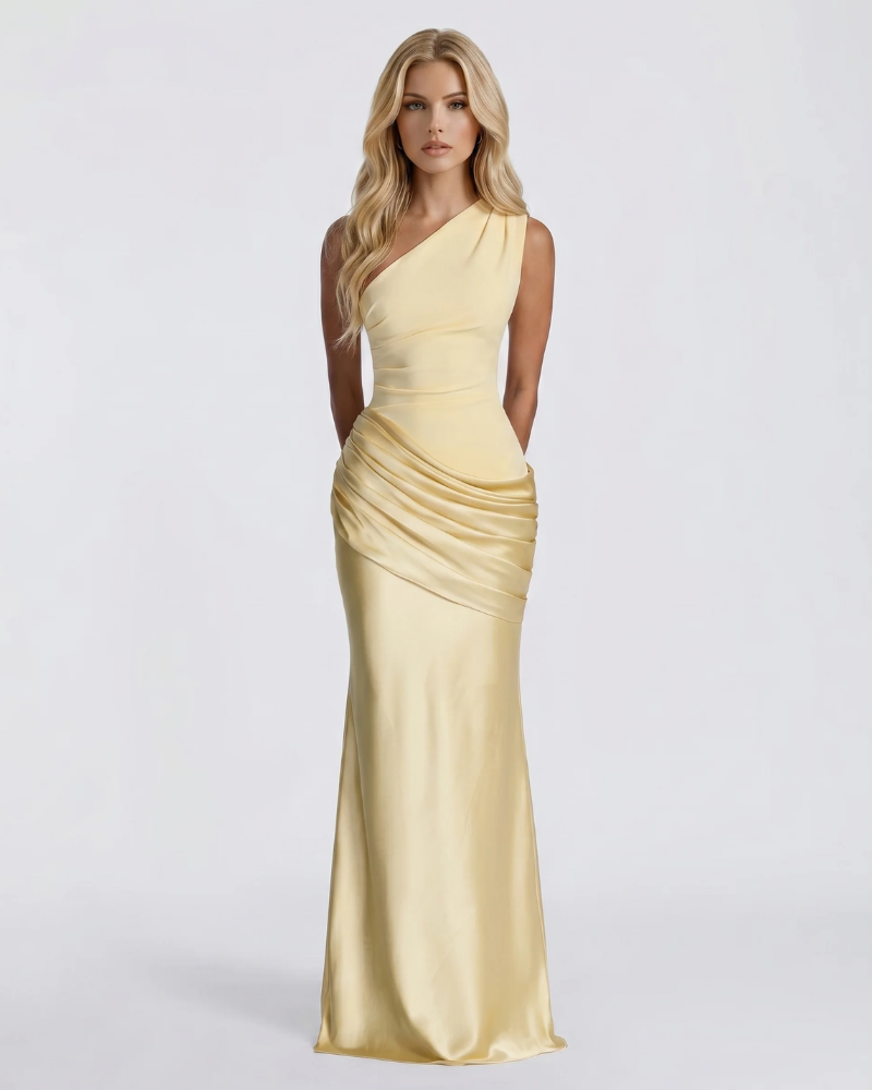 Noelle Draped Maxi Dress Yellow