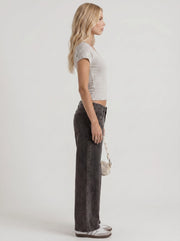 Nora Low Rise Wide Leg Denim Jeans Black Washed view 4