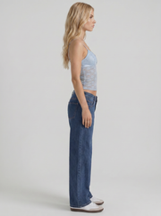 Nora Low Rise Wide Leg Denim Jeans Blue Washed view 4