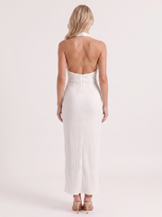 Nova Pleated Maxi Dress White view 6