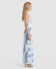 Ona Strapless Scalloped Ceramic Print Maxi Dress Mediterranean Blue view 4