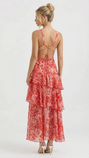 Penelope Ruffle Maxi Dress Red view 2