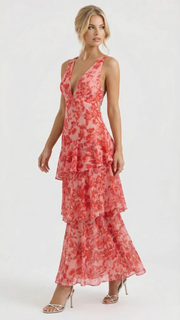 Penelope Ruffle Maxi Dress Red view 1