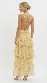 Penelope Ruffle Maxi Dress Yellow view 4