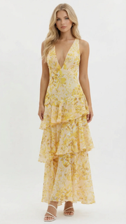 Penelope Ruffle Maxi Dress Yellow view 1