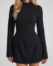 Quinn Split-Sleeve Mini Dress Black view 5