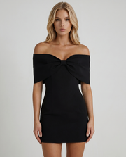 Rebecca Bow Mini Dress Black view 2