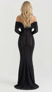 Rebekah Lace Off-Shoulder Maxi Dress Black view 4