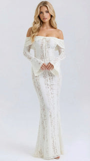 Rebekah Lace Off-Shoulder Maxi Dress White view 2