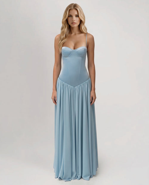 Rosa Corset Maxi Dress Blue