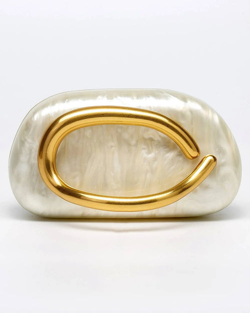 Rosa Marbled Acrylic Clutch Bag Ivory