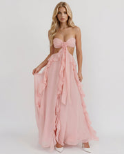 Roselyn Floral Ruffle Cutout Maxi Dress Pink view 1