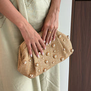 Rowana Woven Studded Clutch Crossbody Bag Khaki view 3