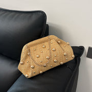Rowana Woven Studded Clutch Crossbody Bag Khaki view 7