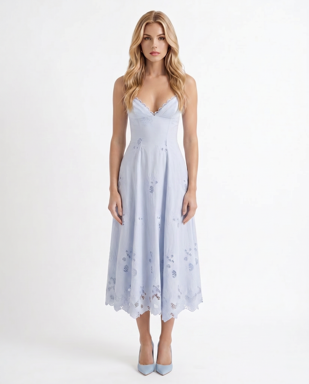 Sara Flare Midi Dress Blue