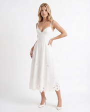 Sara Flare Midi Dress White view 3