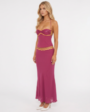 Sara Halter Bralette Maxi Skirt Set Berry view 2