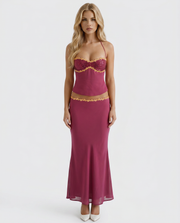 Sara Halter Bralette Maxi Skirt Set Berry view 1