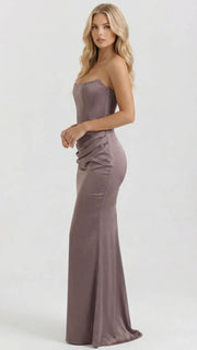 Scarlet Corset Strapless Maxi Dress Brown view 2