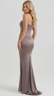 Scarlet Corset Strapless Maxi Dress Brown view 4