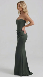 Scarlet Corset Strapless Maxi Dress Green view 2