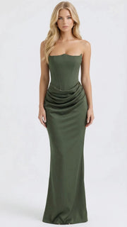 Scarlet Corset Strapless Maxi Dress Green view 3