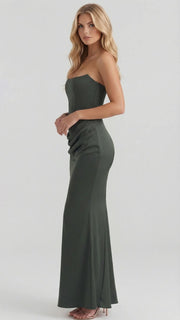 Scarlet Corset Strapless Maxi Dress Green view 4