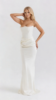 Scarlet Corset Strapless Maxi Dress White view 3