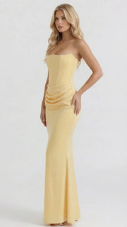 Scarlet Corset Strapless Maxi Dress Yellow view 3