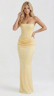 Scarlet Corset Strapless Maxi Dress Yellow view 4