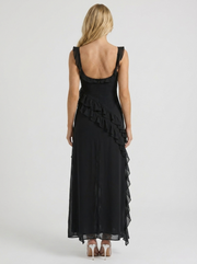 Scarlet Ruffle Maxi Dress Black view 4