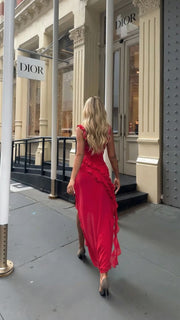 Scarlet Ruffle Maxi Dress Red view 5