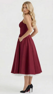Selene Sweetheart Midi Dress Burgundy view 2