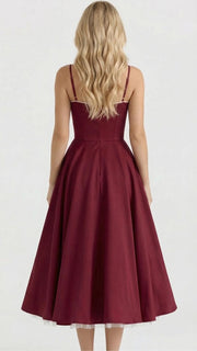 Selene Sweetheart Midi Dress Burgundy view 3