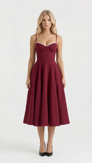 Selene Sweetheart Midi Dress Burgundy view 1
